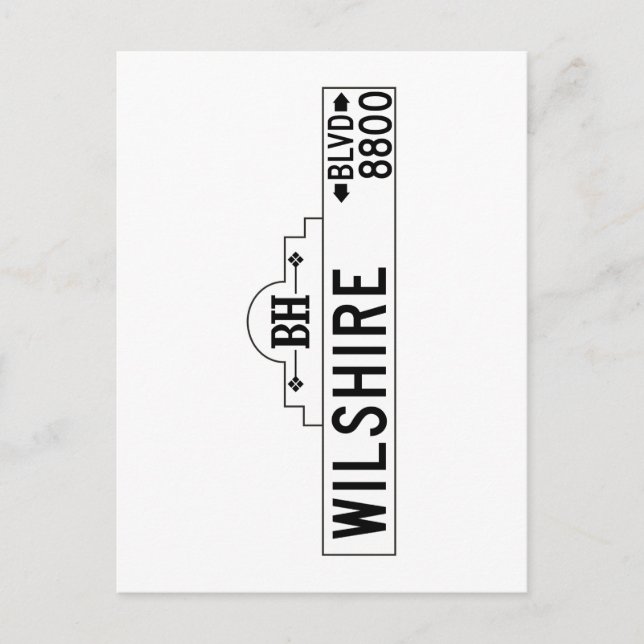 Cartão Postal Wilshire Boulevard, Los Angeles, CA Street Sign (Frente)