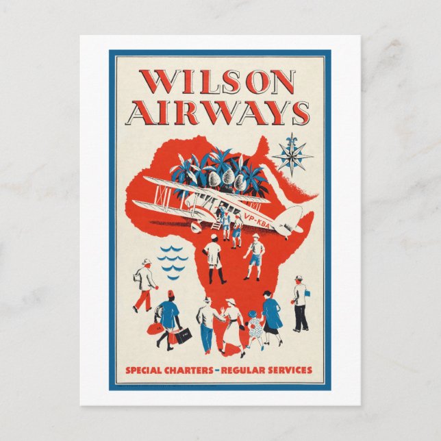 Cartão Postal Wilson Airways Vintage Poster 1937 (Frente)