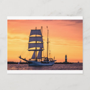 Cartão Postal Windjammer no Mar Báltico