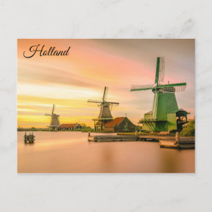 Cartão Postal Windmills Holland Viagem Foto Holandesa