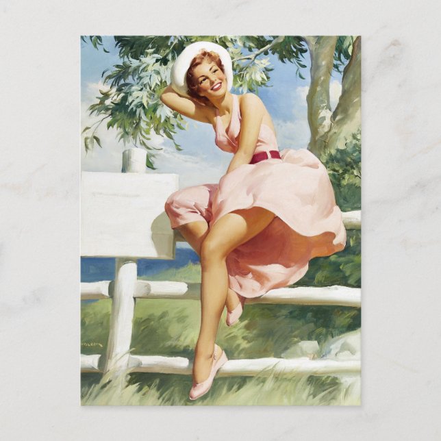 Cartão Postal Windy on Fence Pin Up (Frente)