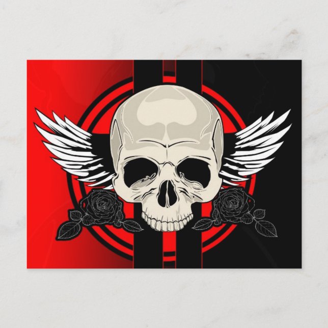 Cartão Postal Wing Skull - RED (Frente)