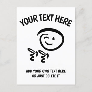 Cartão Postal Winking Emoji Face com Fingerguns Doodle Modelo