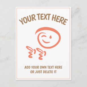 Cartão Postal Winking Emoji Face com Fingerguns Doodle Modelo