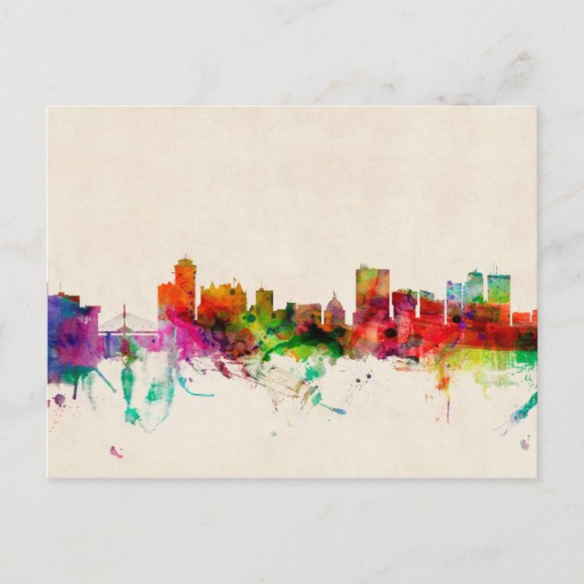Cartão Postal Winnipeg Canadá Skyline Cityscape (Frente)