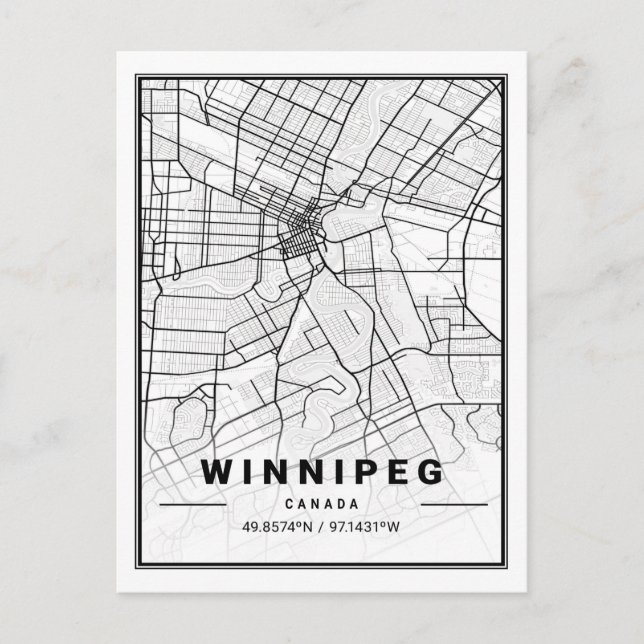 Cartão Postal Winnipeg Manitoba Columbia Canadá Mapa de Cidade d (Frente)
