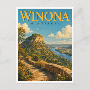 Cartão Postal Winona Minnesota Sugar Loaf GeoSaga