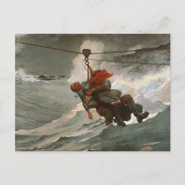 Cartão Postal Winslow Homer - A Linha de Vida (Frente)