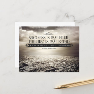 Cartão Postal Winston Churchill Inspirational Cote "Coragem"