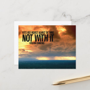 Cartão Postal Winston Churchill Inspirational Cote "Kites"