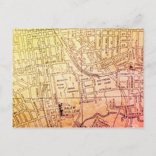 Cartão Postal Winston-Salem, NC Vintage Map