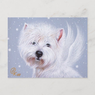 Cartão Postal Winter Angel (Westie)