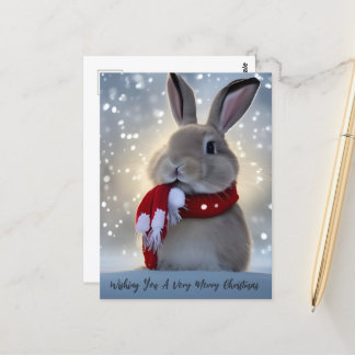 Cartão Postal Winter Bunny Christmas