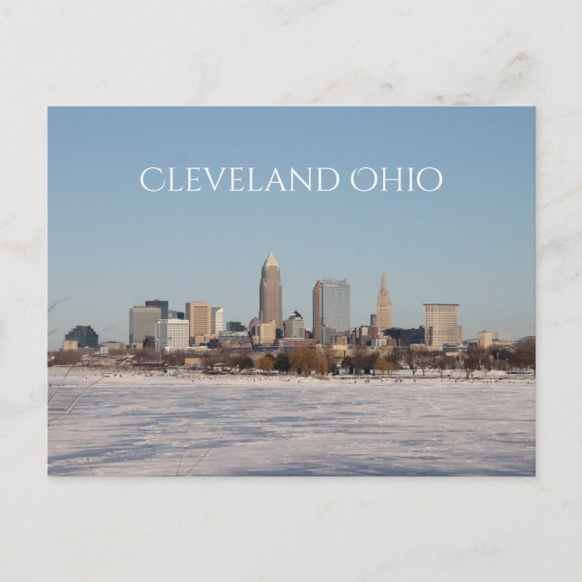 Cartão Postal Winter Cleveland Skyline (Frente)