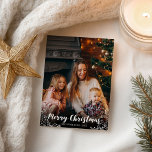 Cartão Postal Winter Deixa White Script Foto Feliz Natal<br><div class="desc">Cartão de Natal simples e bonito,  com fonte branca de caligrafia,  excelente para fotos escuras.</div>