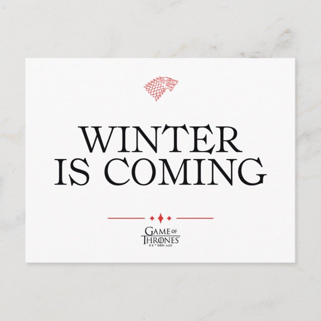 Cartão Postal Winter Is Coming (Frente)
