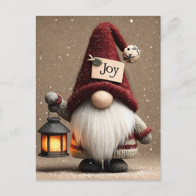 Cartão Postal WINTER JOY: Cute Knitted Christmas Gnome (Frente)
