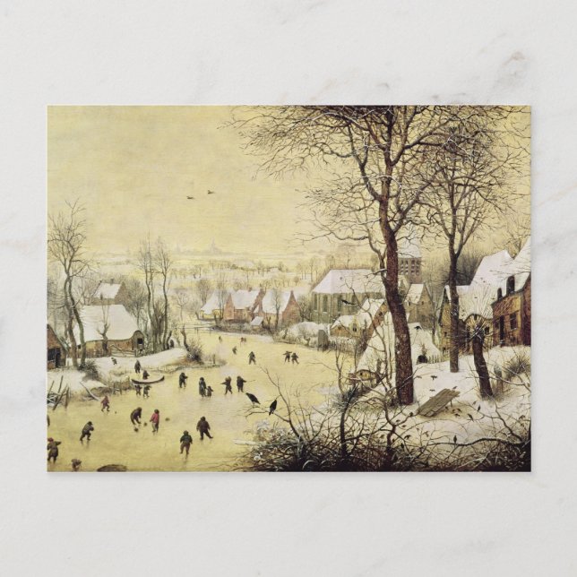 Cartão Postal Winter Landscape with Skaters (Frente)