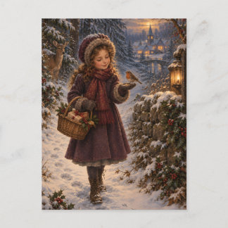 Cartão Postal Winter Messenger Christmas Postcard
