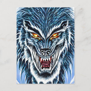 Cartão Postal Winter Werewolf Fantasy Dark horror art