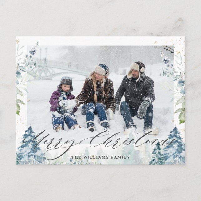 Cartão Postal Winter Wonderland Alpino Merry Photo (Frente)