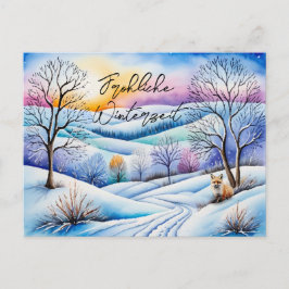 Cartão Postal Winterlandschaft in der Abenddämmerung mit Fuchs |