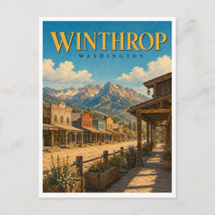 Cartão Postal Winthrop Washington Western Boardwalk GeoSaga