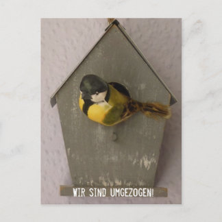 Cartão Postal Wir pecd umgezogen! - Postkarte (Vogelhaus)