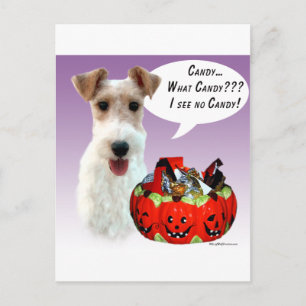 Cartão Postal Wire Fox Terrier Halloween Candy