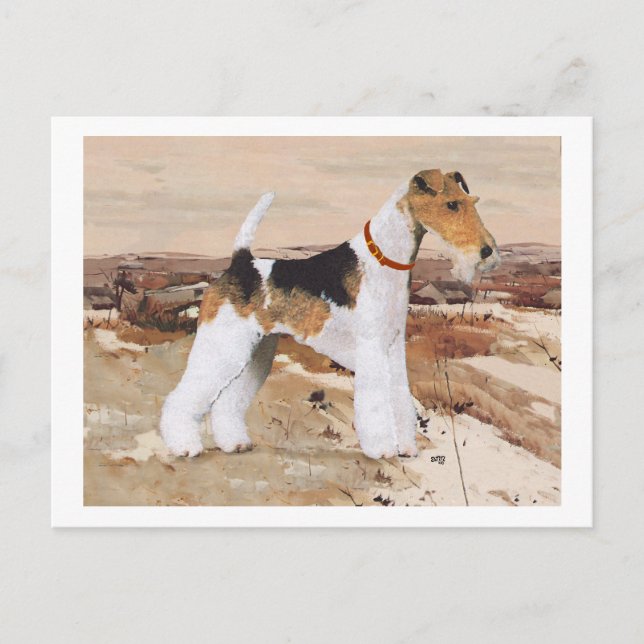 Cartão Postal Wire Fox Terrier Outono (Frente)