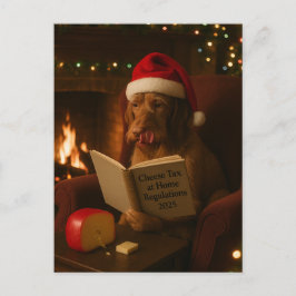 Cartão Postal Wire haired Vizsla 'Cheese Tax' Christmas postcard
