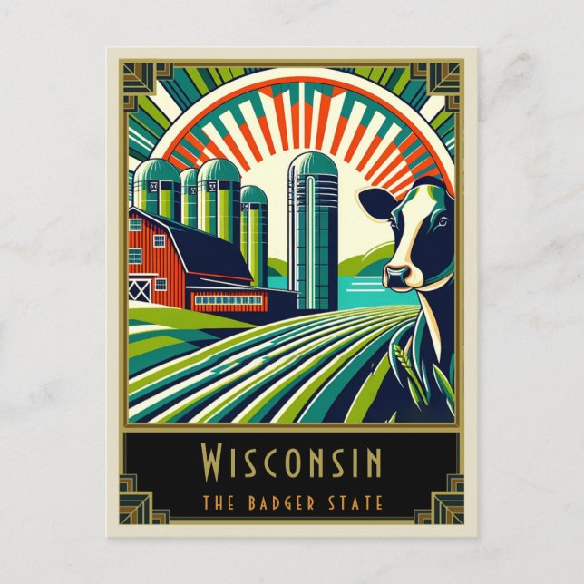 Cartão Postal Wisconsin | Art Deco (Frente)