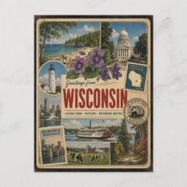 Cartão postal Wisconsin estilo vintage autêntico