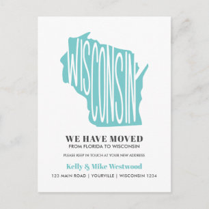 Cartão Postal WISCONSIN Mudamos novo endereço Novo Cartaz Resid