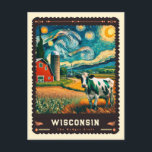 Cartão Postal Wisconsin | Vincent Van Gogh inspirado<br><div class="desc">Descubra a mistura encantadora das paisagens naturais de Wisconsin com o estilo artístico icônico de Vincent van Gogh em nosso "Wisconsin" | Vincent van Gogh Inspirou Cartão-Postal". Este cartão-postal é um tributo à beleza pitoresca de Wisconsin, reimaginada através dos golpes giratórios e vibrantes da técnica impressionista de Van Gogh. Captura...</div>