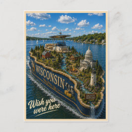 Cartão Postal Wisconsin | Wish You Were Here | Série Estadual