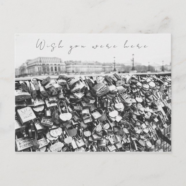 Cartão Postal "Wish You Were Here" Ponte do Love Lock em Paris (Frente)