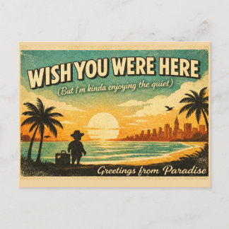 Cartão Postal Wish You Were Here – Retro Paradise Postcard