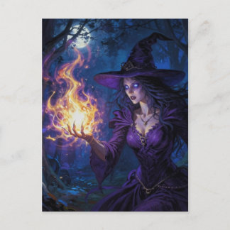 Cartão Postal Witch with fire magick