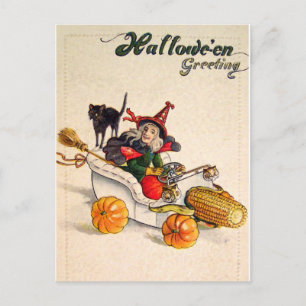 Cartão Postal Witchmobile (cartão do Dia das Bruxas do vintage)
