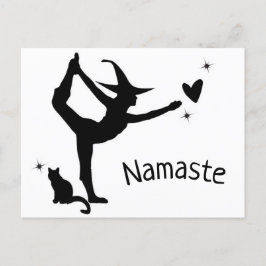 Cartão Postal Witeen Namaste Yoga Heart Cat Modern