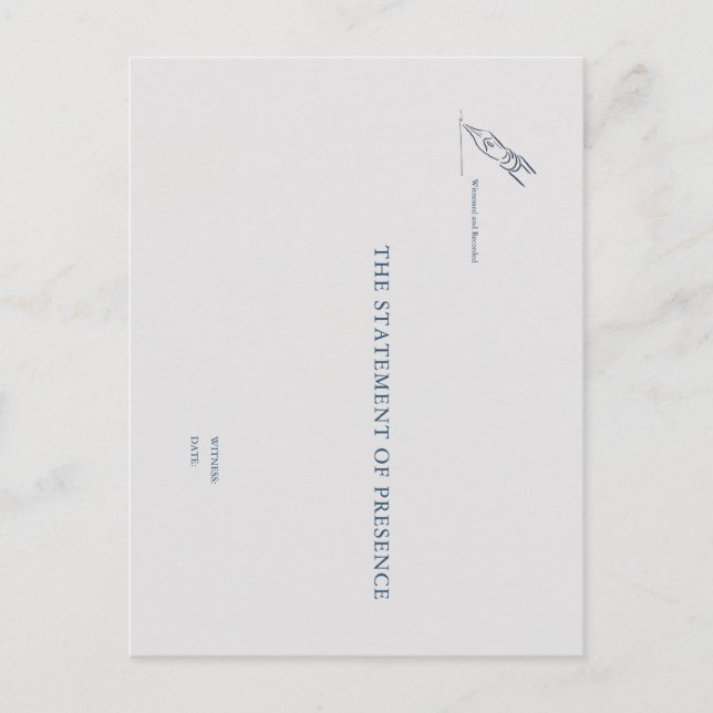 Cartão Postal Witness Pen- Minimalist Marriage Witness Card (Frente)