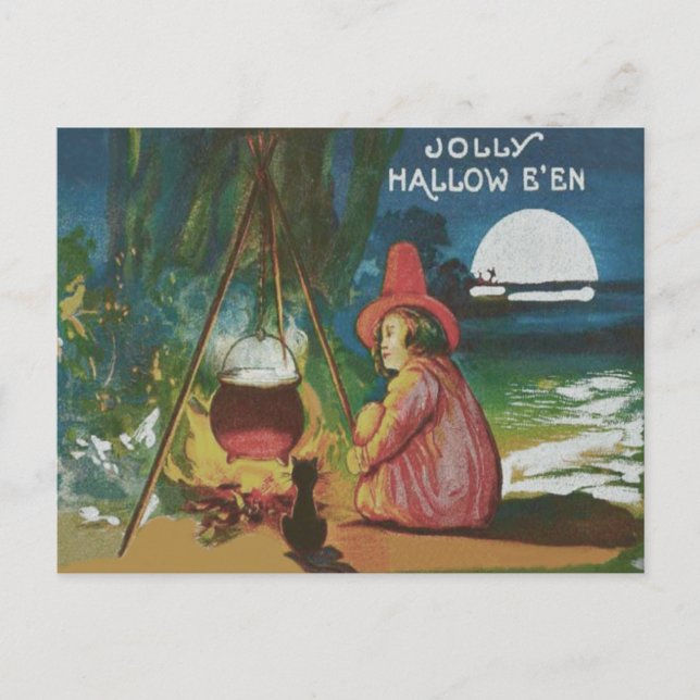 Cartão Postal Witold Black Cat Cauldron (Frente)