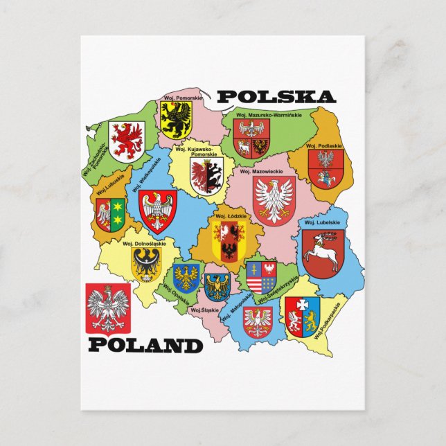 Cartão Postal Wojewodztwa Polski_mapa (Frente)
