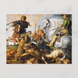 Cartão Postal Wolf and Fox caçam Peter Paul Rubens obra-prima