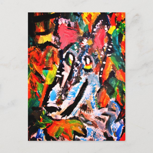 Cartão Postal Wolf Beauty Autumn Jigsee Quebra-cabeça (Frente)