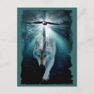 Cartão postal WOLF & EAGLE Wildlife