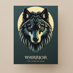 Cartão Postal Wolf encara o guerreiro tribal fenrir sem medo fen
