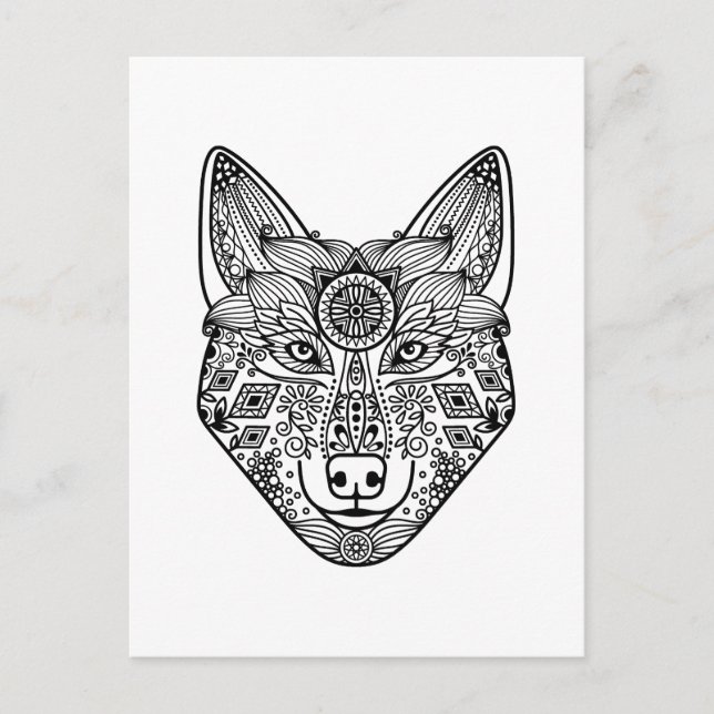 Cartão Postal Wolf Head inspirado (Frente)