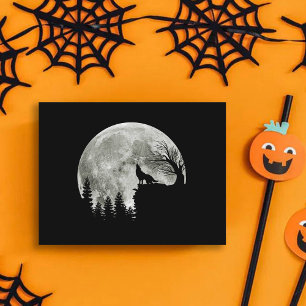 Cartão Postal Wolf Howl Na Lua Do Halloween De Montanha